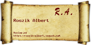 Roszik Albert névjegykártya